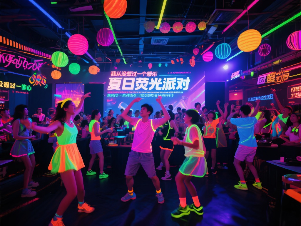 以最近一次的“夏日荧光派对”为例，当晚中心内布置了
